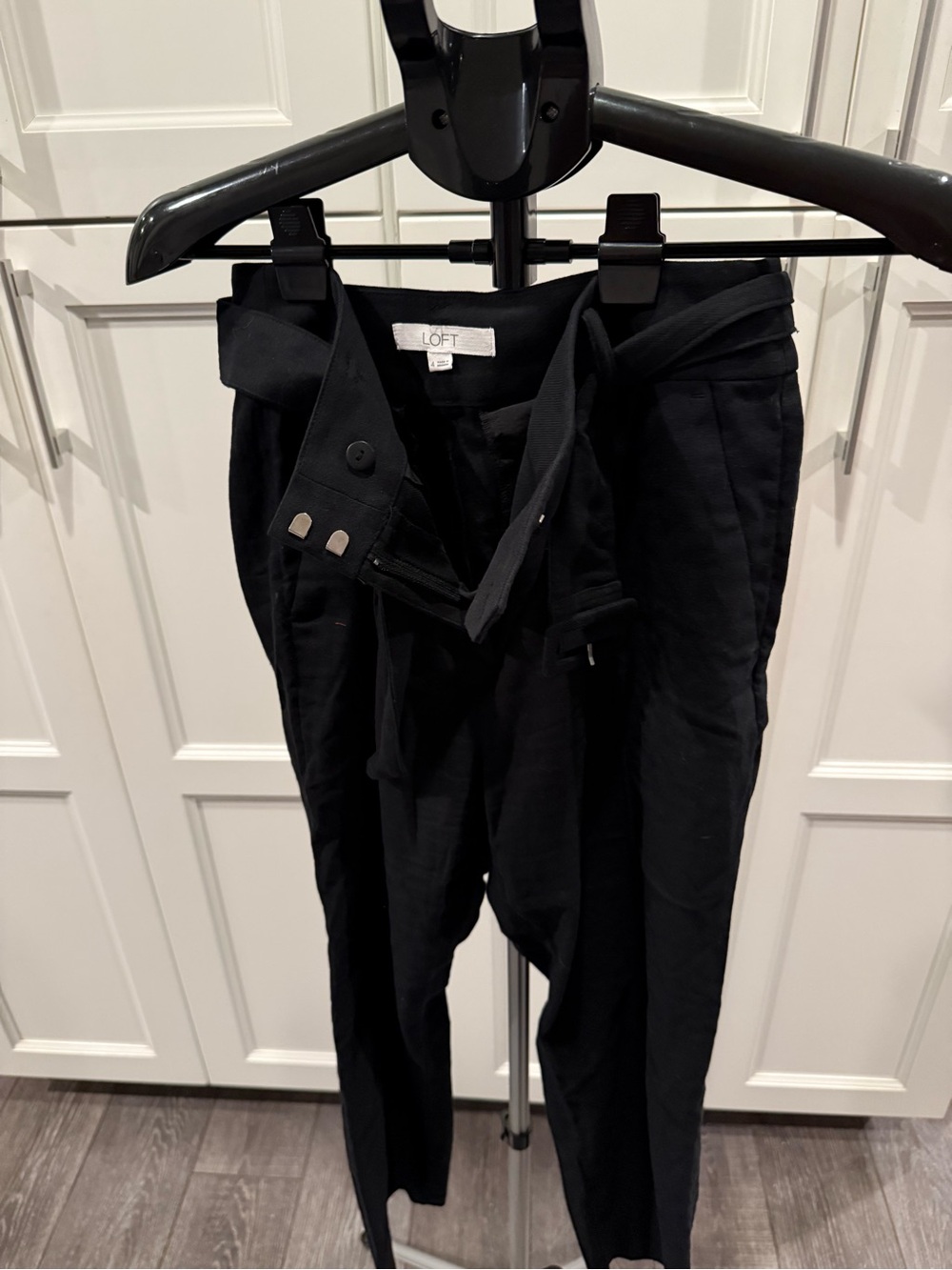 LOFT Black Paperbag Waist Trousers with Self Tie